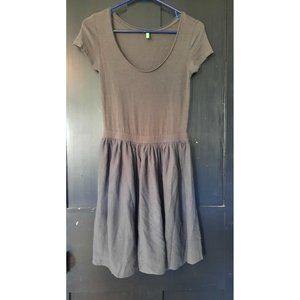 United Colors of Benetton womens grey midi scoop neck fit and flare dress size S